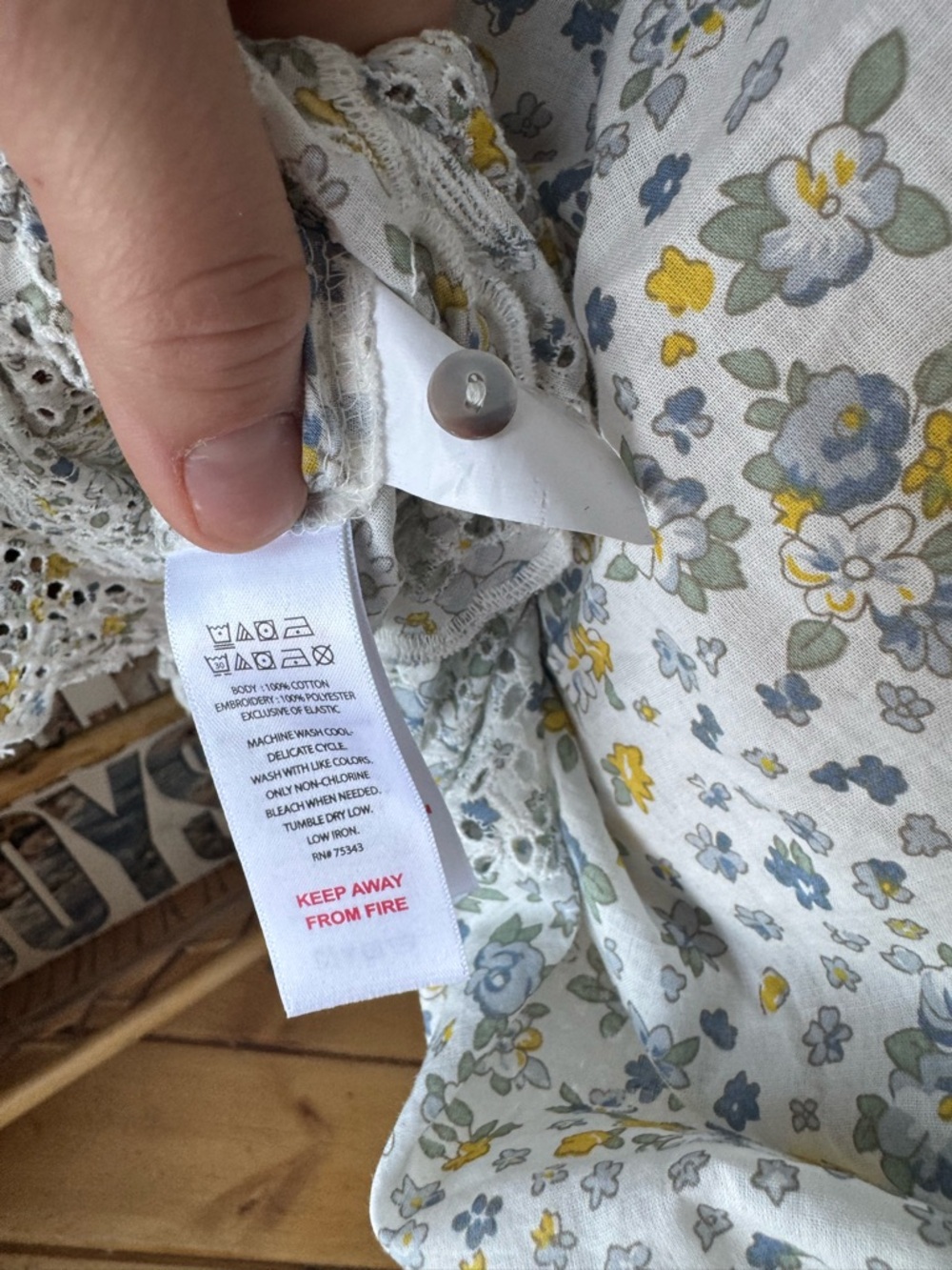 Joie Floral Mini Sundress Babydoll This Strap Eyelet Lace Large Cream Blue - Picture 8 of 11
